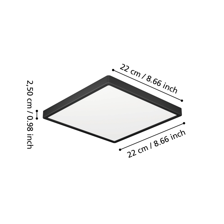 Eglo - LED Bathroom Ceiling Light LED/10.5W/230V 22x22 cm IP44 Black