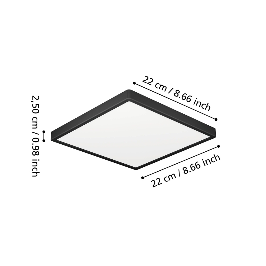 Eglo - LED bathroom ceiling light LED/10,5W/230V 2700/4000/6500K 22x22 cm IP44 black