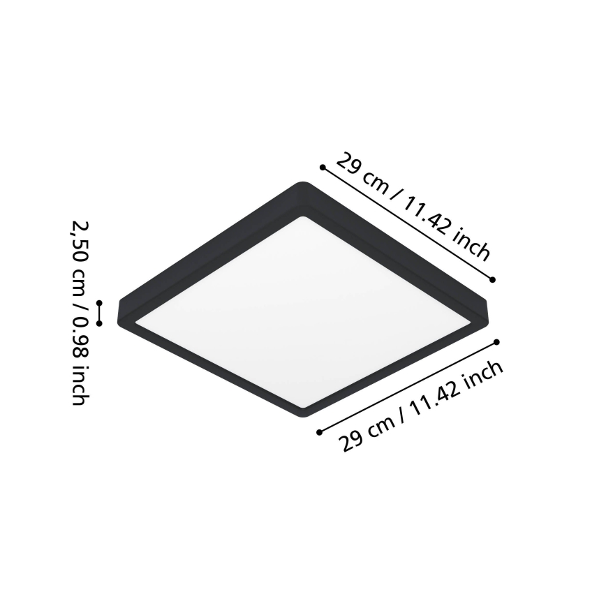 Eglo - LED Bathroom Ceiling Light LED/13W/230V 2700/4000/6500K 29x29 cm IP44 Black