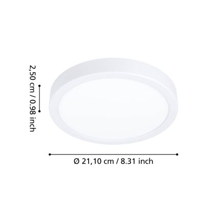 Eglo - LED bathroom ceiling light, 11.5 W, 230 V, 2700/4000/6500 K, Ø 21.1 cm, IP44, white