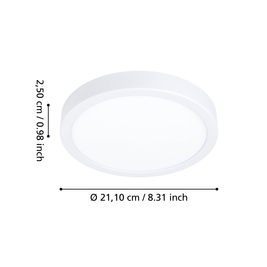 Eglo - LED bathroom ceiling light, 11.5 W, 230 V, 2700/4000/6500 K, Ø 21.1 cm, IP44, white