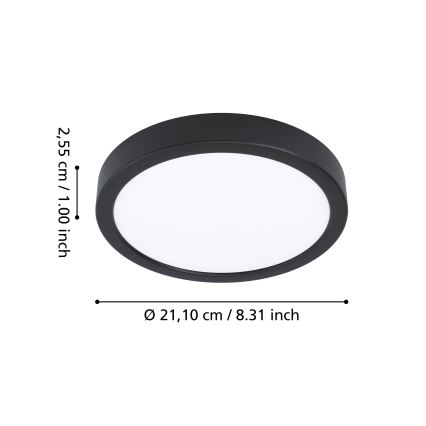 Eglo - LED RGBW Dimmable Bathroom Ceiling Light LED/11.2W/230V 2700-6500K Ø 21.1 cm IP44 Black
