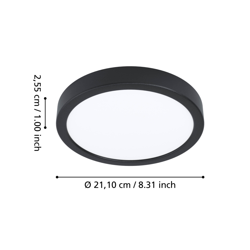 Eglo - LED RGBW Dimmable Bathroom Ceiling Light LED/11.2W/230V 2700-6500K Ø 21.1 cm IP44 Black