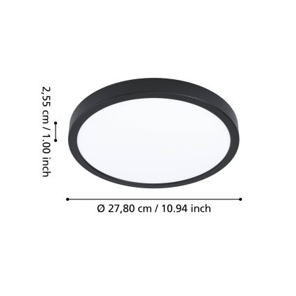 Eglo - LED RGBW Dimmable Bathroom Ceiling Light LED/14.3W/230V 2700–6500K Ø 27.8 cm IP44 Black