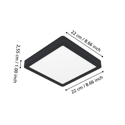 Eglo - RGBW Dimmable LED Bathroom Ceiling Light 10.5W/230V 2700-6500K 22x22 cm IP44 Black