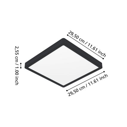 Eglo - Dimmable LED RGBW Bathroom Ceiling Light LED/13,5W/230V 2700-6500K 29,5x29,5 cm IP44 Black