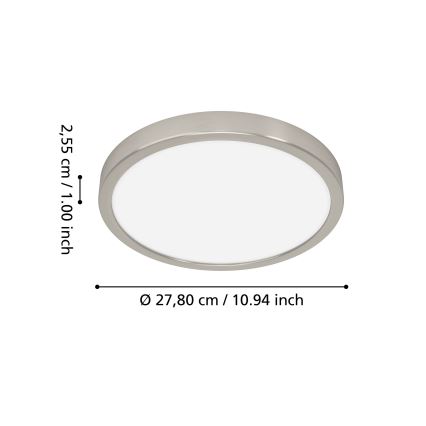 Eglo - LED RGBW Dimmable Bathroom Ceiling Light LED/14.3W/230V 2700-6500K Ø 27.8 cm IP44 Matte Chrome