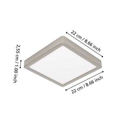 Eglo - RGBW Dimmable LED Bathroom Ceiling Light LED/10.5W/230V 2700-6500K 22x22 cm IP44 Matte Chrome