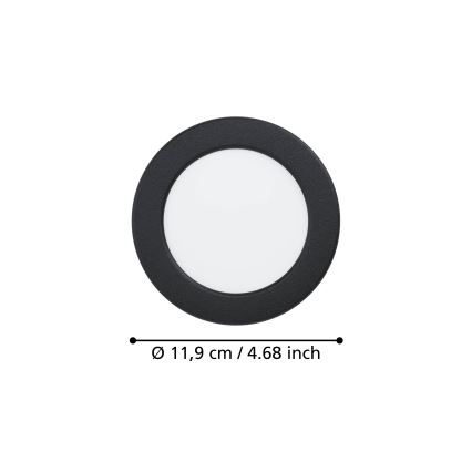 Eglo - LED Recessed Downlight LED/6.3W/230V 2700/4000/6500K Ø 11.9 cm Black