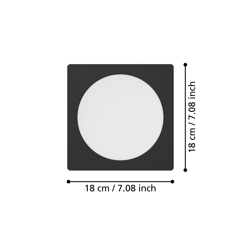 Eglo - LED Recessed Ceiling Light LED/10.5W/230V 2700/4000/6500K 16.6x16.6 cm Black