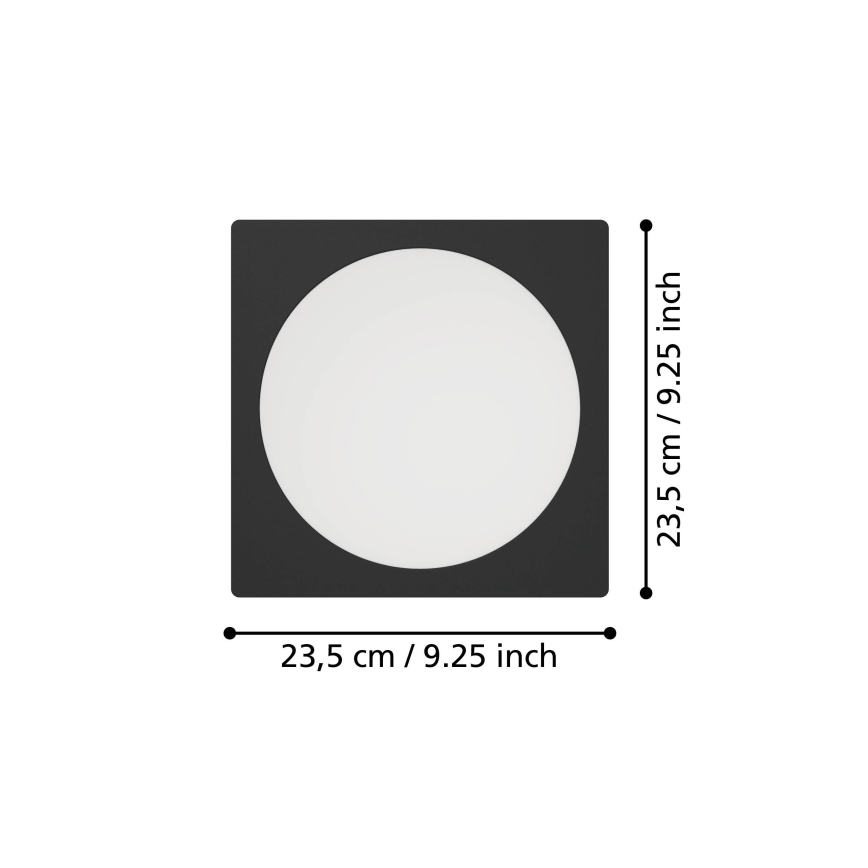 Eglo - LED recessed ceiling light LED/18,5W/230V 2700/4000/6500K 21,6x21,6 cm black
