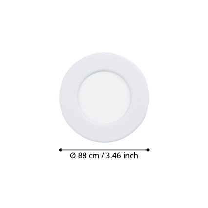 Eglo - Set of 3 LED Recessed Downlights, 3.7 W, 230 V, 2700/4000/6500 K, Ø 8.8 cm, White