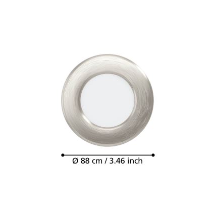 Eglo - Set of 3 LED recessed downlights, LED/3.7W/230V, 2700/4000/6500K, Ø 8.8 cm, matte chrome