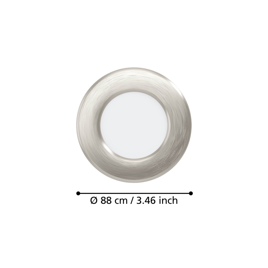 Eglo - Set of 3 LED recessed downlights, LED/3.7W/230V, 2700/4000/6500K, Ø 8.8 cm, matte chrome