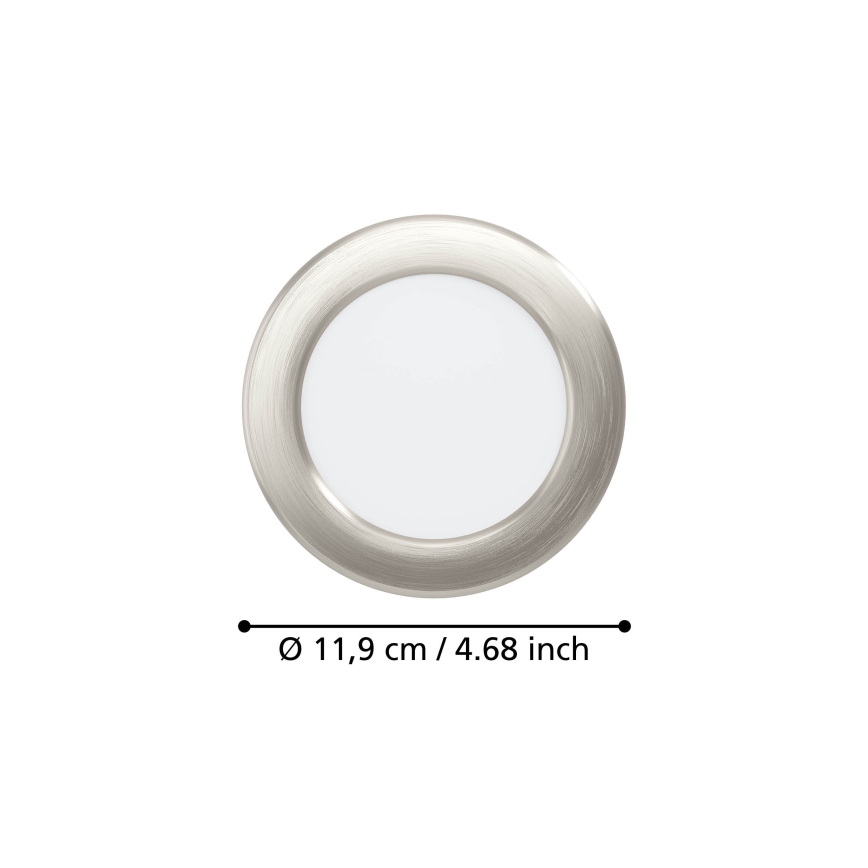 Eglo - LED recessed downlight, 6.3W, 230V, 2700/4000/6500K, Ø 11.9 cm, matte chrome