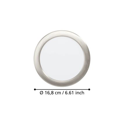 Eglo - LED Recessed Downlight 10.5W/230V 2700/4000/6500K, dia. 16.8 cm, matte chrome