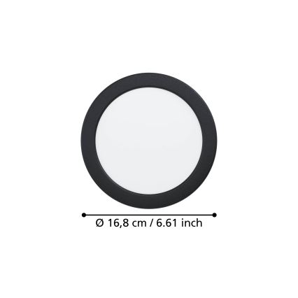 Eglo - LED Bathroom Recessed Ceiling Light LED/10,5W/230V 2700/4000/6500K pr. 16,8 cm IP44 Black