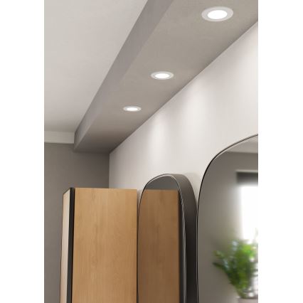 Eglo - LED Bathroom Recessed Downlight, 3.7 W, 230 V, Selectable 2700/4000/6500 K, Ø 8.8 cm, IP44, White