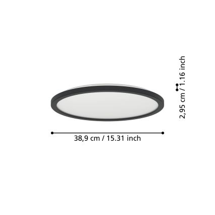 Eglo - LED Bathroom ceiling light LED/18,5W/230V 2700K/4000K/6500K d. 38,9 cm IP44 black