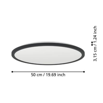 Eglo - LED Bathroom ceiling light LED/16,8W/230V 2700/4000/6500K d. 50 cm IP44 black