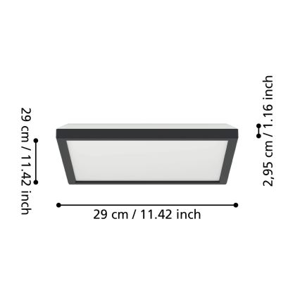 Eglo - LED Bathroom ceiling light LED/13,4W/230V 2700/4000/6500K 29x29 cm IP44 black