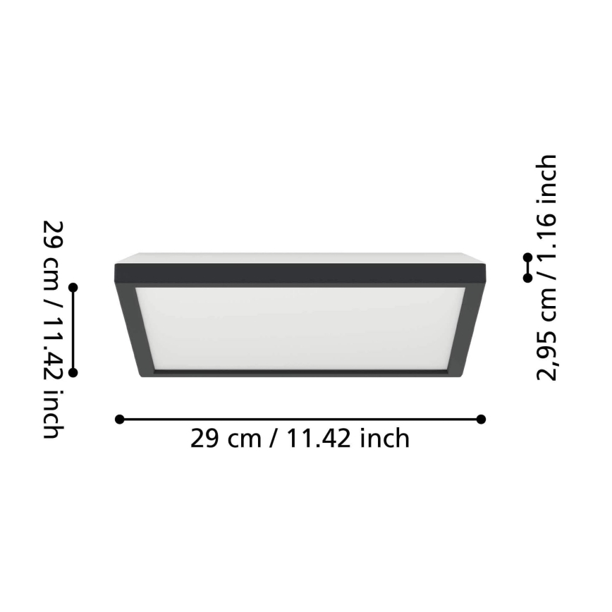 Eglo - LED Bathroom ceiling light LED/13,4W/230V 2700/4000/6500K 29x29 cm IP44 black