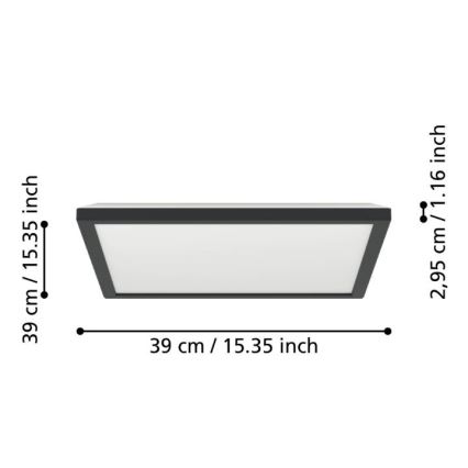 Eglo - LED Bathroom ceiling light LED/17,6W/230V 2700/4000/6500K 39x39 cm IP44 black
