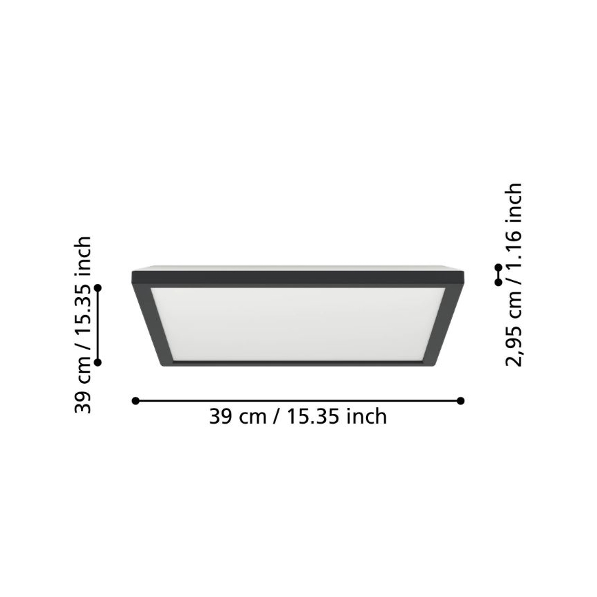 Eglo - LED Bathroom ceiling light LED/17,6W/230V 2700/4000/6500K 39x39 cm IP44 black