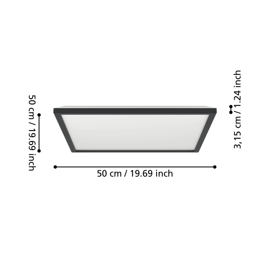 Eglo - LED Bathroom ceiling light LED/17W/230V 2700/4000/6500K 50x50 cm IP44 black