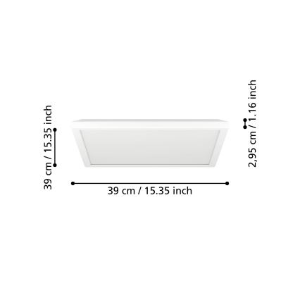 Eglo - LED Bathroom ceiling light LED/17,6W/230V 2700K/4000K/6500K 39x39 cm IP44 white