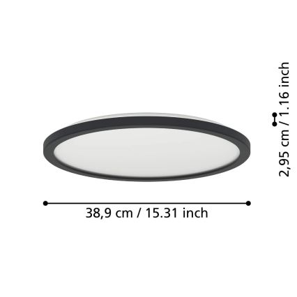 Eglo - LED Dimmable bathroom ceiling light LED/18,5W/230V 2700-6500K d. 38,9 cm IP44 black + remote control