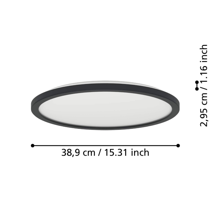Eglo - LED Dimmable bathroom ceiling light LED/18,5W/230V 2700-6500K d. 38,9 cm IP44 black + remote control