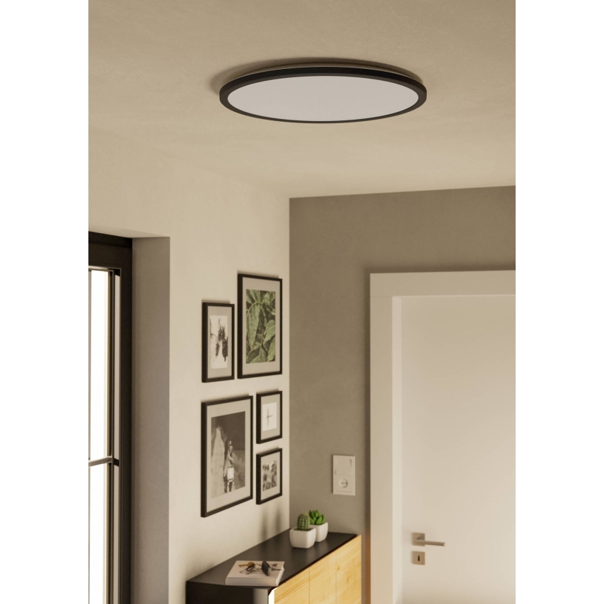 Eglo - LED Dimmable bathroom ceiling light LED/16,8W/230V 2700-6500K d. 50 cm IP44 black + remote control