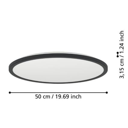 Eglo - LED Dimmable bathroom ceiling light LED/16,8W/230V 2700-6500K d. 50 cm IP44 black + remote control