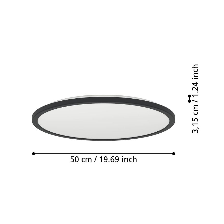Eglo - LED Dimmable bathroom ceiling light LED/16,8W/230V 2700-6500K d. 50 cm IP44 black + remote control