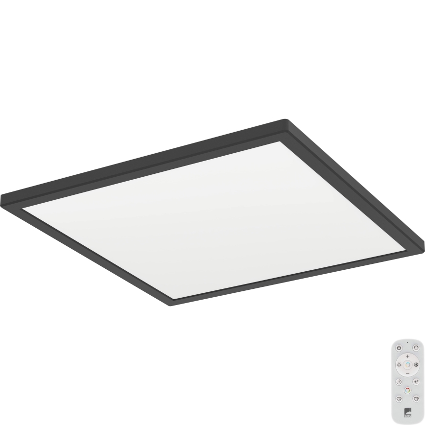 Eglo - LED Dimmable bathroom ceiling light LED/17,6W/230V 2700-6500K 39x39 cm IP44 black + remote control