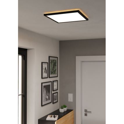 Eglo - LED Dimmable bathroom ceiling light LED/17,6W/230V 2700-6500K 39x39 cm IP44 black + remote control