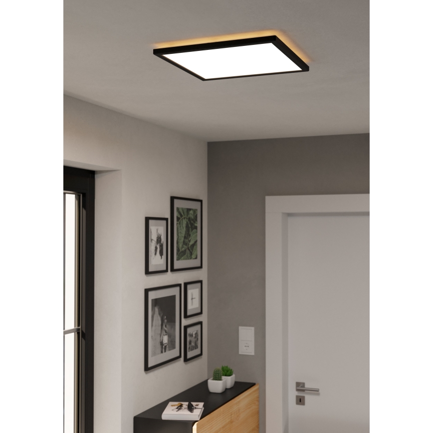 Eglo - LED Dimmable bathroom ceiling light LED/17,6W/230V 2700-6500K 39x39 cm IP44 black + remote control
