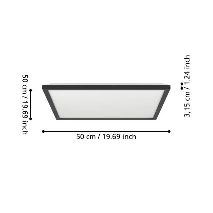 Eglo 901457 - LED Dimmable bathroom ceiling light LED/17W/230V 2700-6500K 50x50 cm IP44 black + remote control