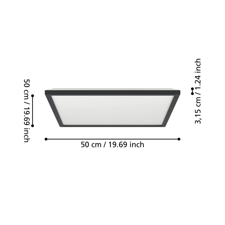 Eglo 901457 - LED Dimmable bathroom ceiling light LED/17W/230V 2700-6500K 50x50 cm IP44 black + remote control