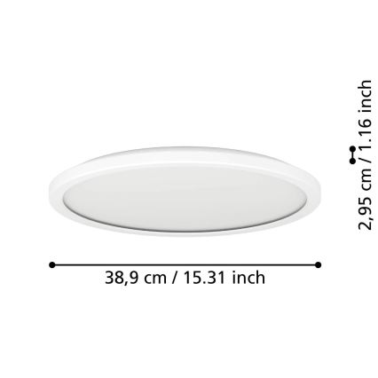 Eglo - LED Dimmable bathroom ceiling light LED/18,5W/230V 2700-6500K d. 38,9 cm IP44 white + remote control