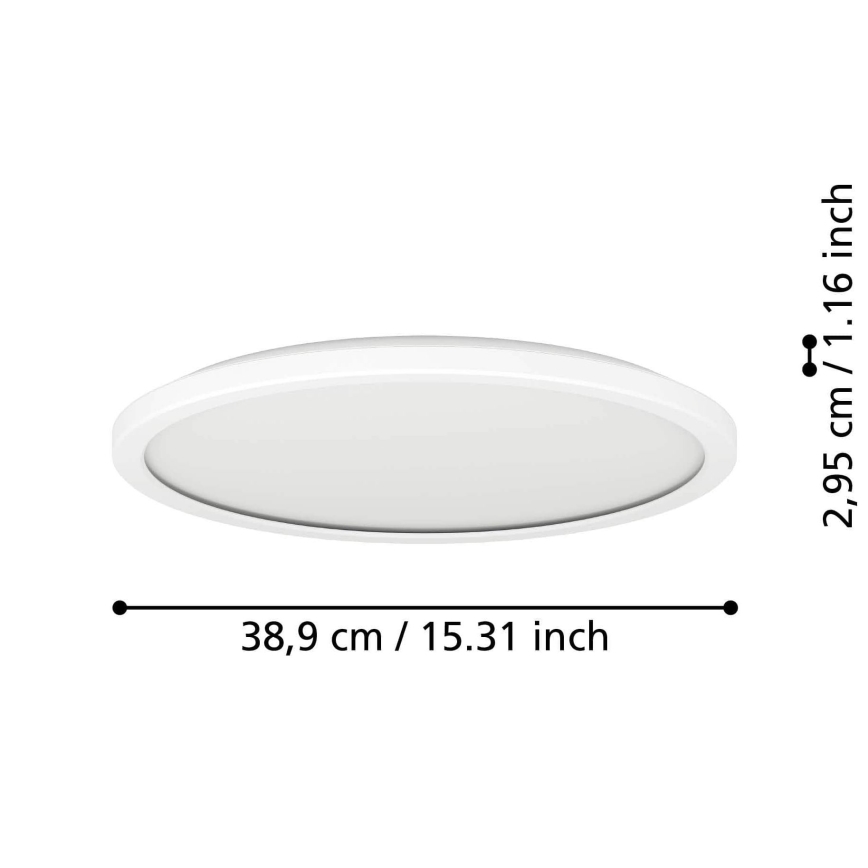 Eglo - LED Dimmable bathroom ceiling light LED/18,5W/230V 2700-6500K d. 38,9 cm IP44 white + remote control
