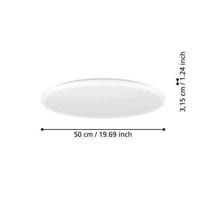 Eglo - LED Dimmable bathroom ceiling light LED/16,8W/230V 2700-6500K pr.50 cm IP44 white + remote control