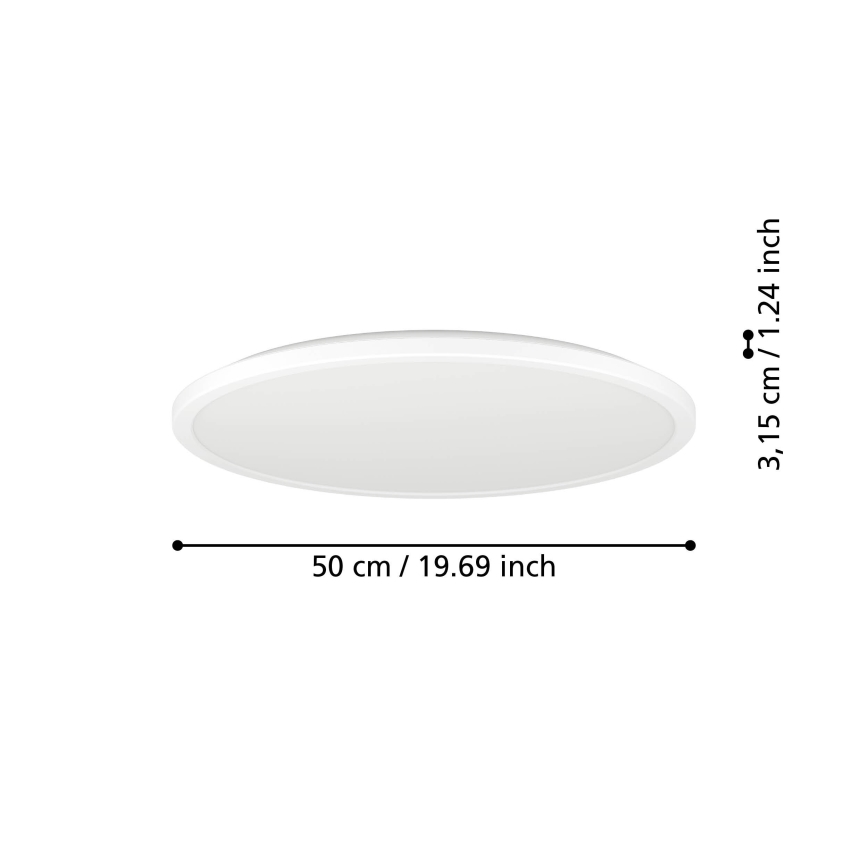 Eglo - LED Dimmable bathroom ceiling light LED/16,8W/230V 2700-6500K pr.50 cm IP44 white + remote control