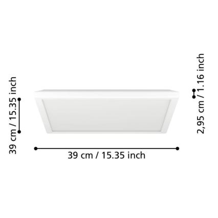 Eglo - LED Dimmable bathroom ceiling light LED/17,6W/230V 2700-6500K 39x39 cm IP44 white + remote control