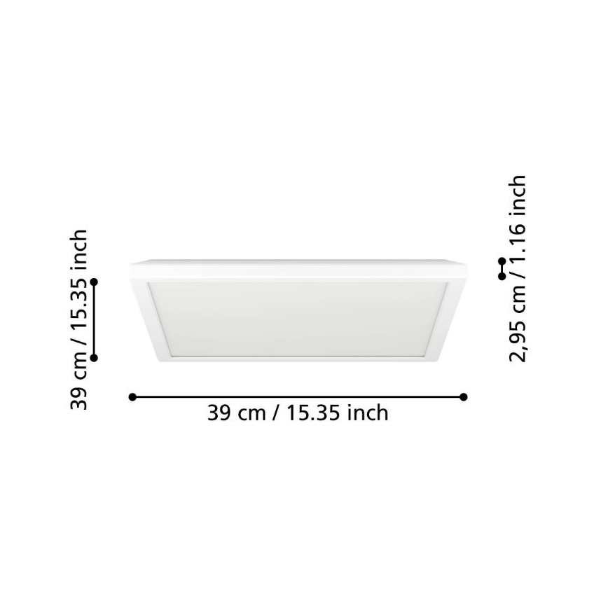Eglo - LED Dimmable bathroom ceiling light LED/17,6W/230V 2700-6500K 39x39 cm IP44 white + remote control