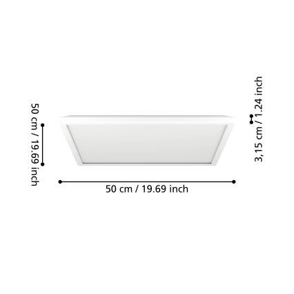 Eglo - LED Dimmable bathroom ceiling light LED/17W/230V 2700-6500K 50x50 cm IP44 white + remote control