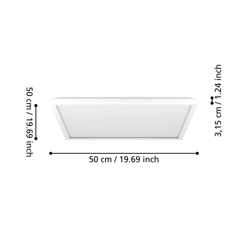 Eglo - LED Dimmable bathroom ceiling light LED/17W/230V 2700-6500K 50x50 cm IP44 white + remote control