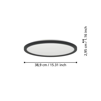 Eglo - LED RGBW Dimmable bathroom ceiling light LED/18,5W/230V 2700-6500K pr.38,9cm IP44 black ZigBee