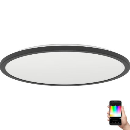 Eglo - LED RGBW Dimmable bathroom ceiling light LED/16,8W/230V 2700-6500K d. 50 cm IP44 black ZigBee